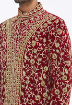 Load image into Gallery viewer, Maroon Rayon Sherwani

