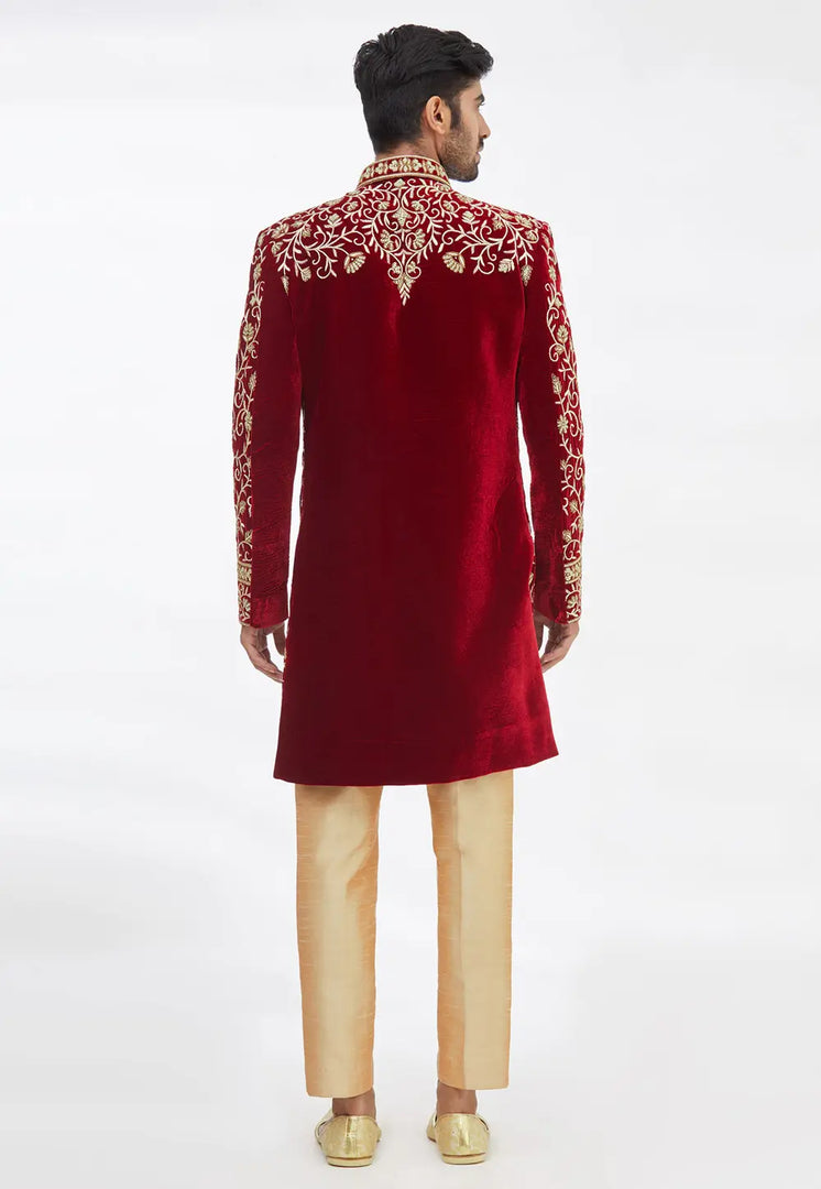 Maroon Rayon Sherwani