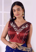 Load image into Gallery viewer, Maroon Satin Silk Readymade Blouse
