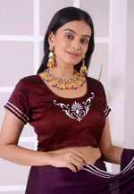Load image into Gallery viewer, Maroon Satin Silk Readymade Blouse
