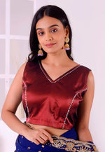 Load image into Gallery viewer, Maroon Satin Silk Readymade Blouse
