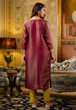 Load image into Gallery viewer, Maroon Shimmer Long Kurti
