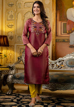 Load image into Gallery viewer, Maroon Shimmer Long Kurti
