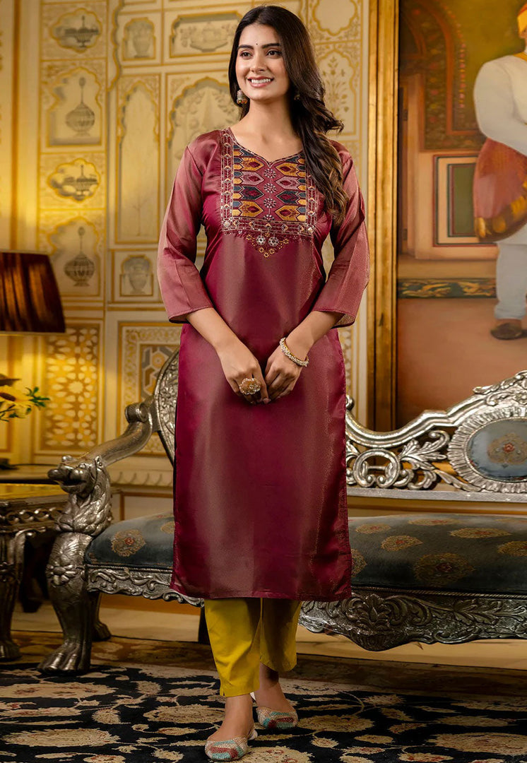 Maroon Shimmer Long Kurti