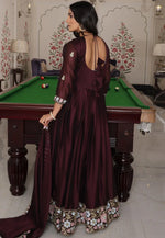 Load image into Gallery viewer, Maroon Silk Anarkali Suit
