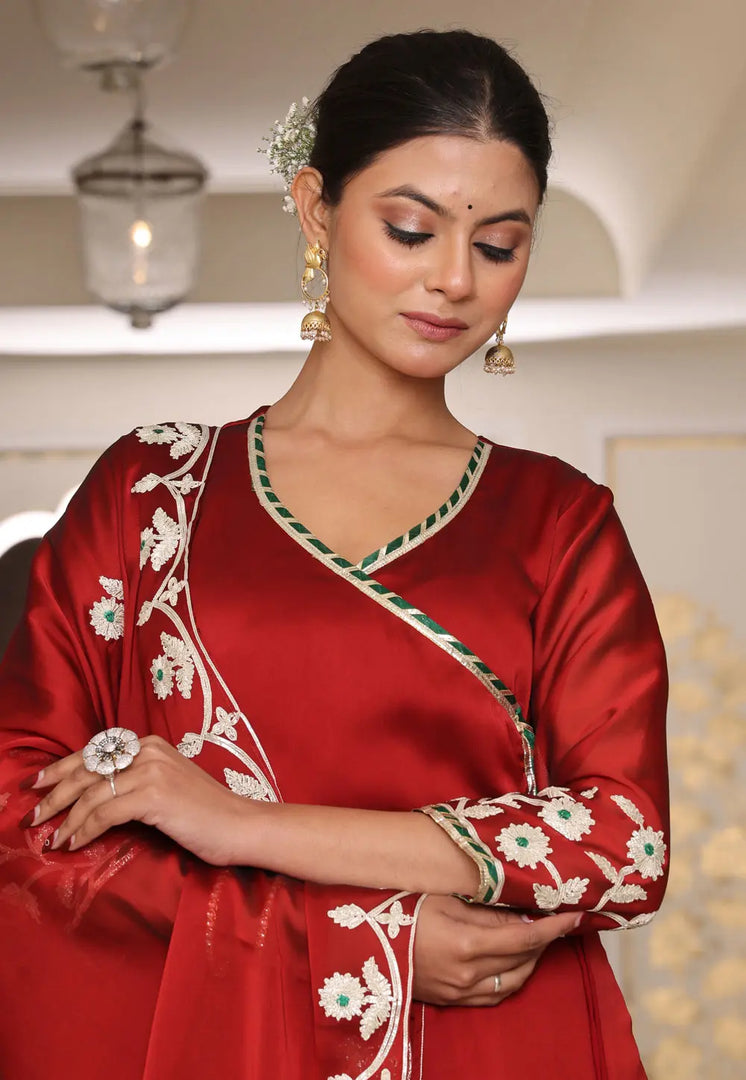 Maroon Silk Anarkali Suit