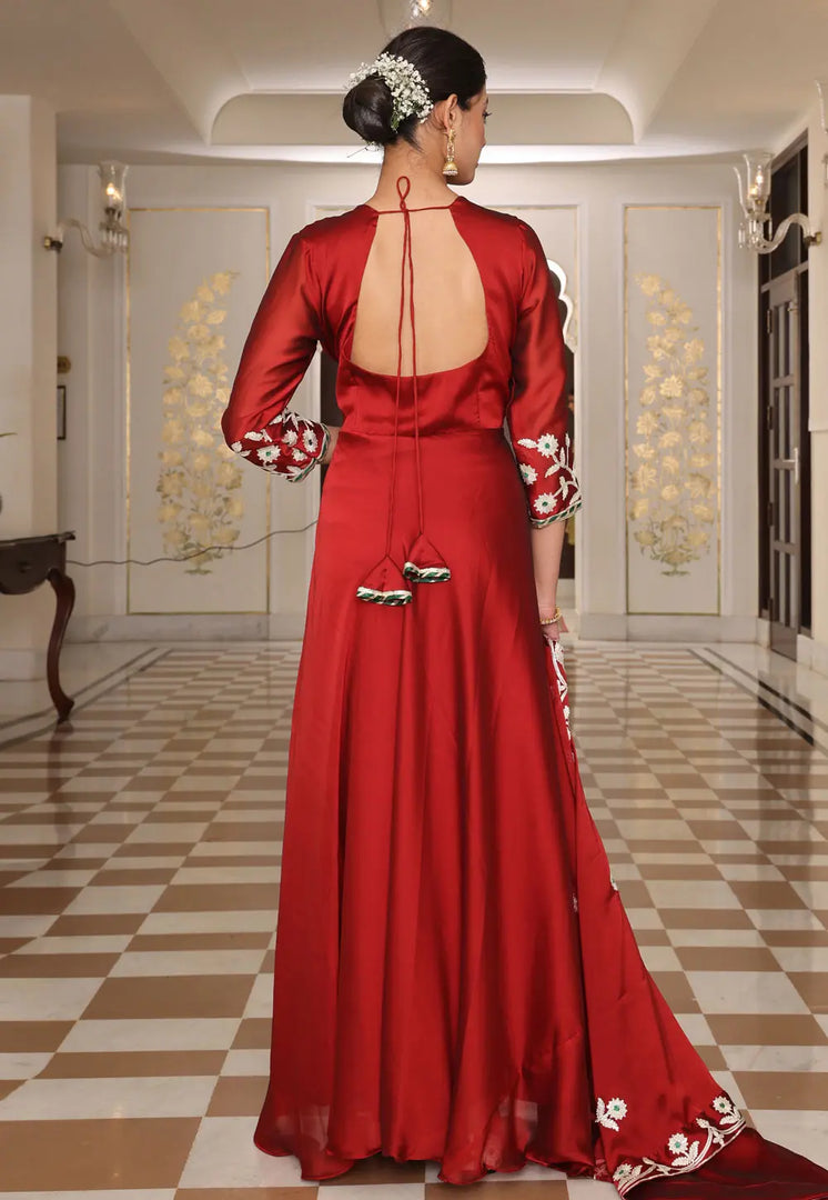 Maroon Silk Anarkali Suit