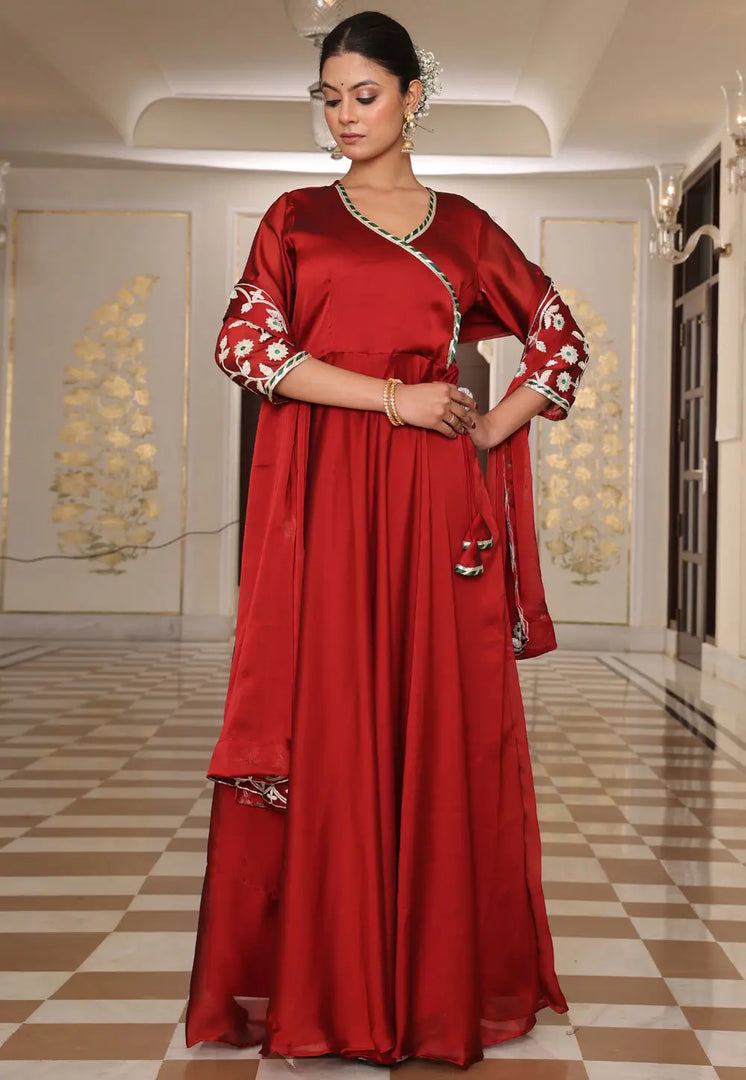 Maroon Silk Anarkali Suit