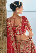 Load image into Gallery viewer, Maroon Silk Bridal Lehenga Choli
