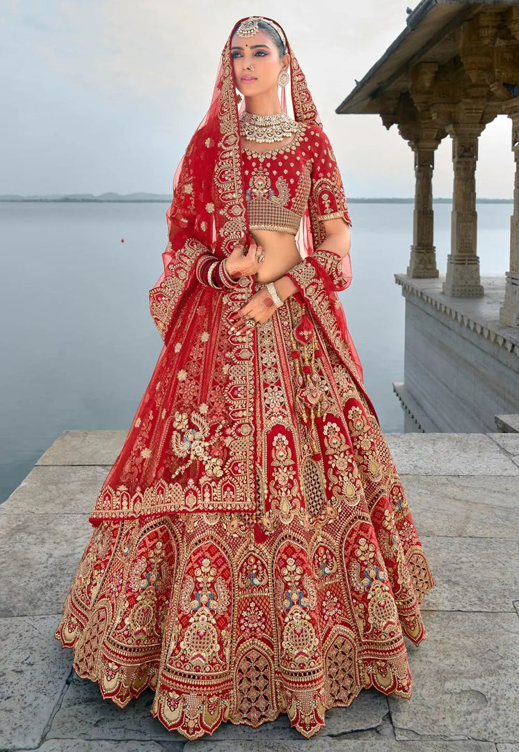 Maroon Silk Bridal Lehenga Choli