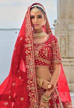 Load image into Gallery viewer, Maroon Silk Bridal Lehenga Choli
