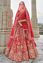 Load image into Gallery viewer, Maroon Silk Bridal Lehenga Choli
