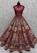 Load image into Gallery viewer, Maroon Silk Bridal Lehenga Choli
