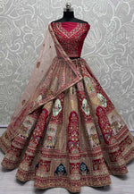 Load image into Gallery viewer, Maroon Silk Bridal Lehenga Choli
