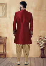 Load image into Gallery viewer, Maroon Silk Dhoti Sherwani
