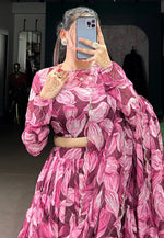 Load image into Gallery viewer, Maroon Silk Floral print Lehenga choli
