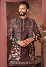 Load image into Gallery viewer, Maroon Silk Indo Western Suit
