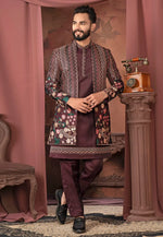 Load image into Gallery viewer, Maroon Silk Indo Western Suit

