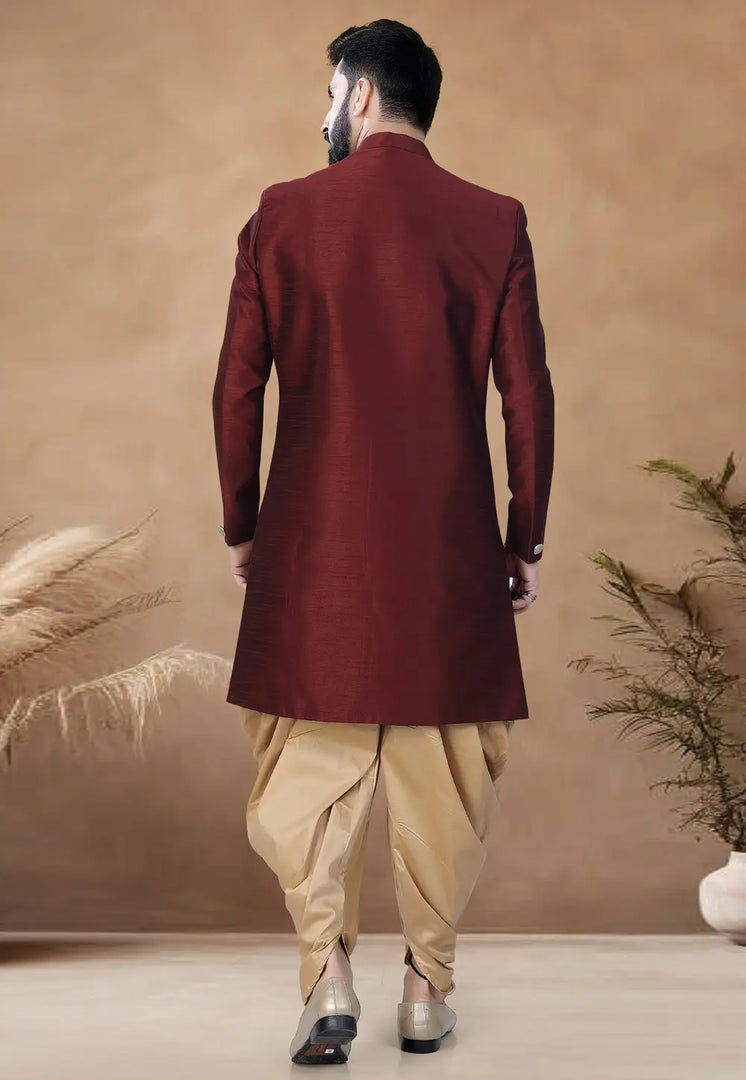 Maroon Silk Indo Western Suit