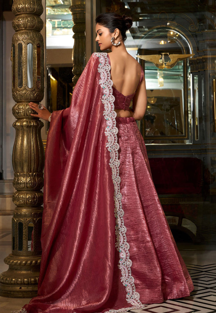 Maroon Silk Lehenga Choli