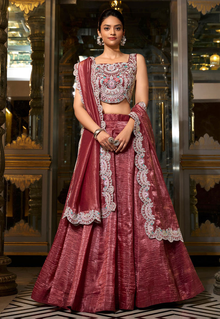 Maroon Silk Lehenga Choli