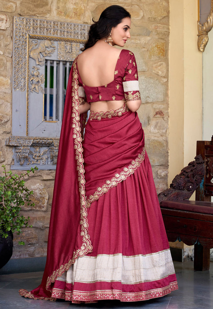 Maroon Silk Lehenga Choli