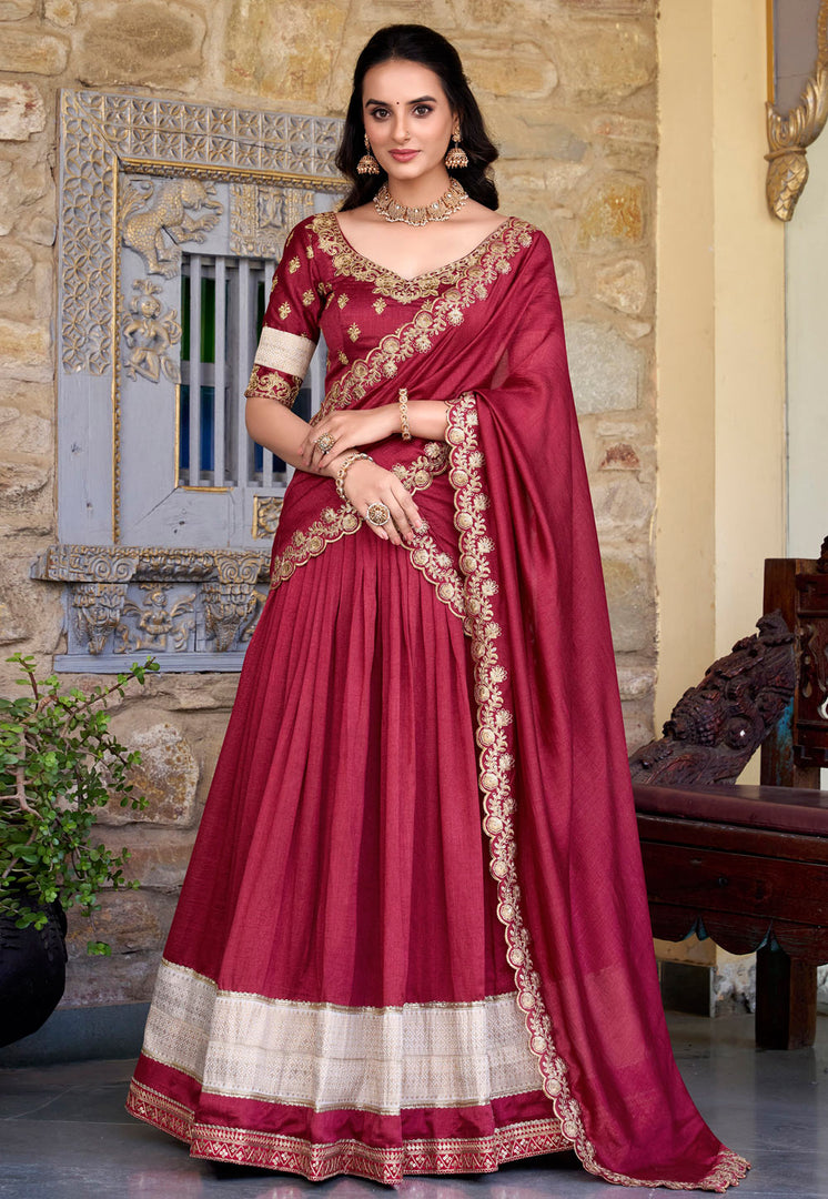 Maroon Silk Lehenga Choli