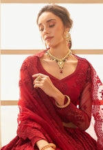 Load image into Gallery viewer, Maroon Silk Net Circular Lehenga Choli
