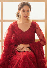 Load image into Gallery viewer, Maroon Silk Net Lehenga Choli For Wedding
