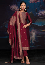 Load image into Gallery viewer, Maroon Silk Pakistani Suit

