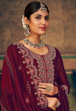 Load image into Gallery viewer, Maroon Silk Pant Style Suit
