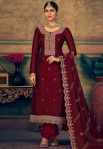 Load image into Gallery viewer, Maroon Silk Pant Style Suit
