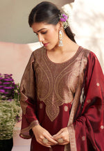 Load image into Gallery viewer, Maroon Silk Pant Style Suit
