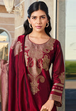 Load image into Gallery viewer, Maroon Silk Pant Style Suit
