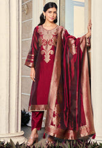 Load image into Gallery viewer, Maroon Silk Pant Style Suit
