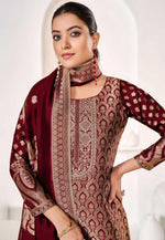 Load image into Gallery viewer, Maroon Silk Pant Style Suit
