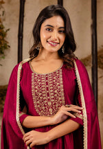 Load image into Gallery viewer, Maroon Silk Readymade Pakistani Suit
