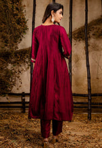Load image into Gallery viewer, Maroon Silk Readymade Pakistani Suit
