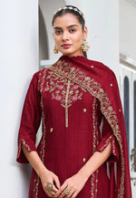 Load image into Gallery viewer, Maroon Silk Readymade Pakistani Suit

