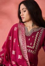 Load image into Gallery viewer, Maroon Silk Readymade Pakistani Suit
