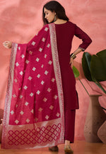Load image into Gallery viewer, Maroon Silk Readymade Pakistani Suit

