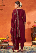 Load image into Gallery viewer, Maroon Silk Readymade Pant Style Suit
