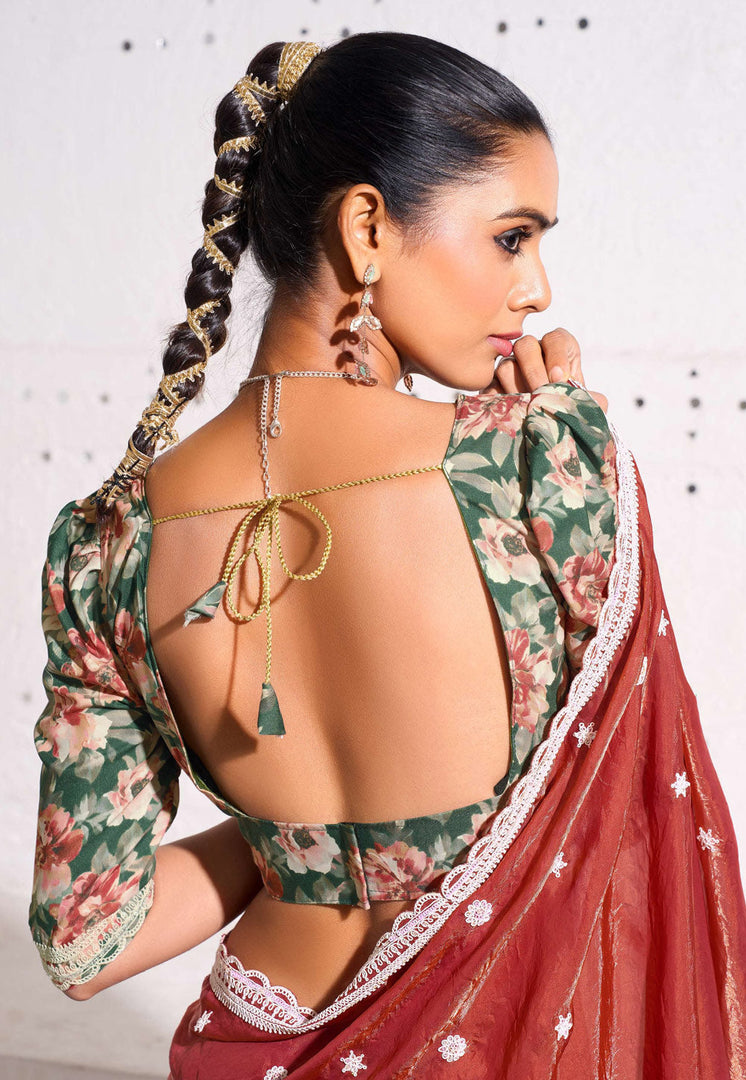 Maroon Silk Saree With Blouse