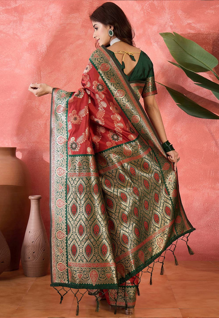 Maroon Silk Saree With Blouse