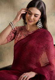 Maroon Silk Saree With Blouse