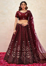 Load image into Gallery viewer, Maroon Silk Wedding Lehenga Choli
