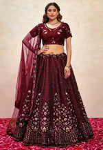 Load image into Gallery viewer, Maroon Silk Wedding Lehenga Choli
