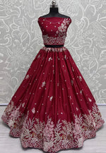 Load image into Gallery viewer, Maroon Silk Wedding Lehenga Choli
