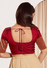 Load image into Gallery viewer, Maroon Taffeta Readymade Blouse
