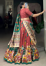 Load image into Gallery viewer, Maroon Tussar Silk Lehenga Choli
